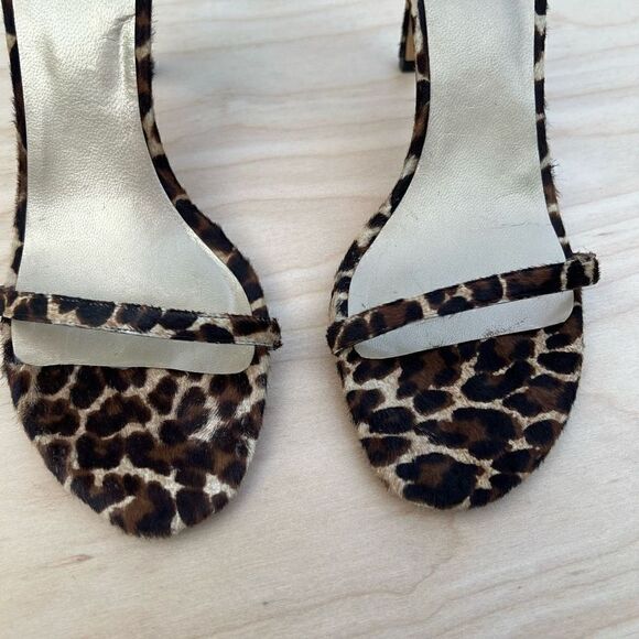 Stuart Weitzman Nudist Heels Sandal Leopard Print Calf Hair womens size 9 - Picture 2 of 12